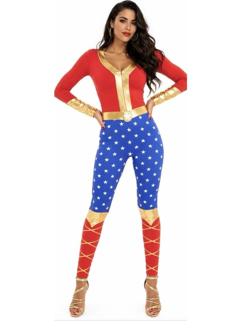 Tipsy elves Wonder Woman Patriotic Bodysuit Size Small Superhero Stars Halloween